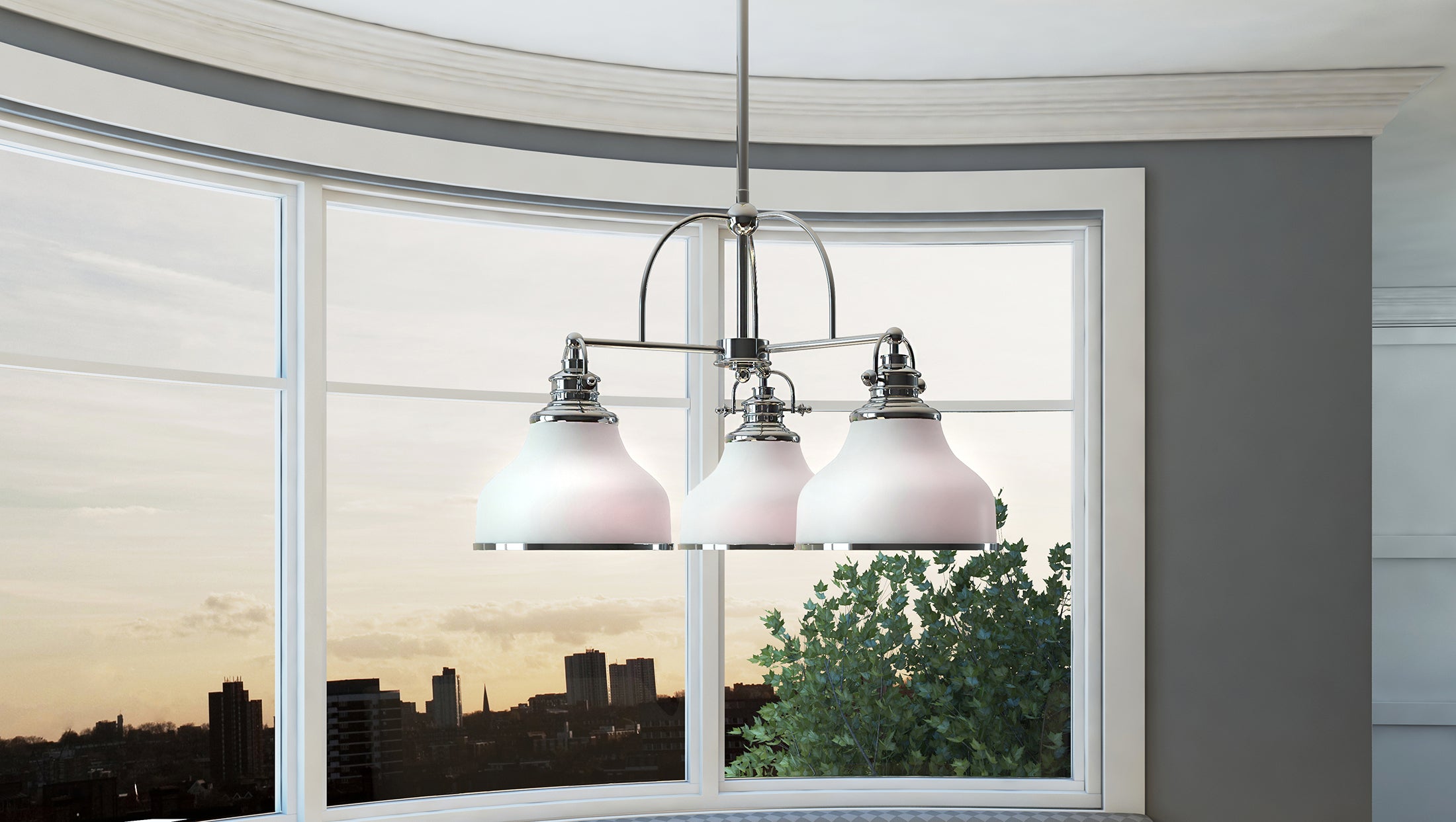 Grant Chandelier with Opal Etched Glass