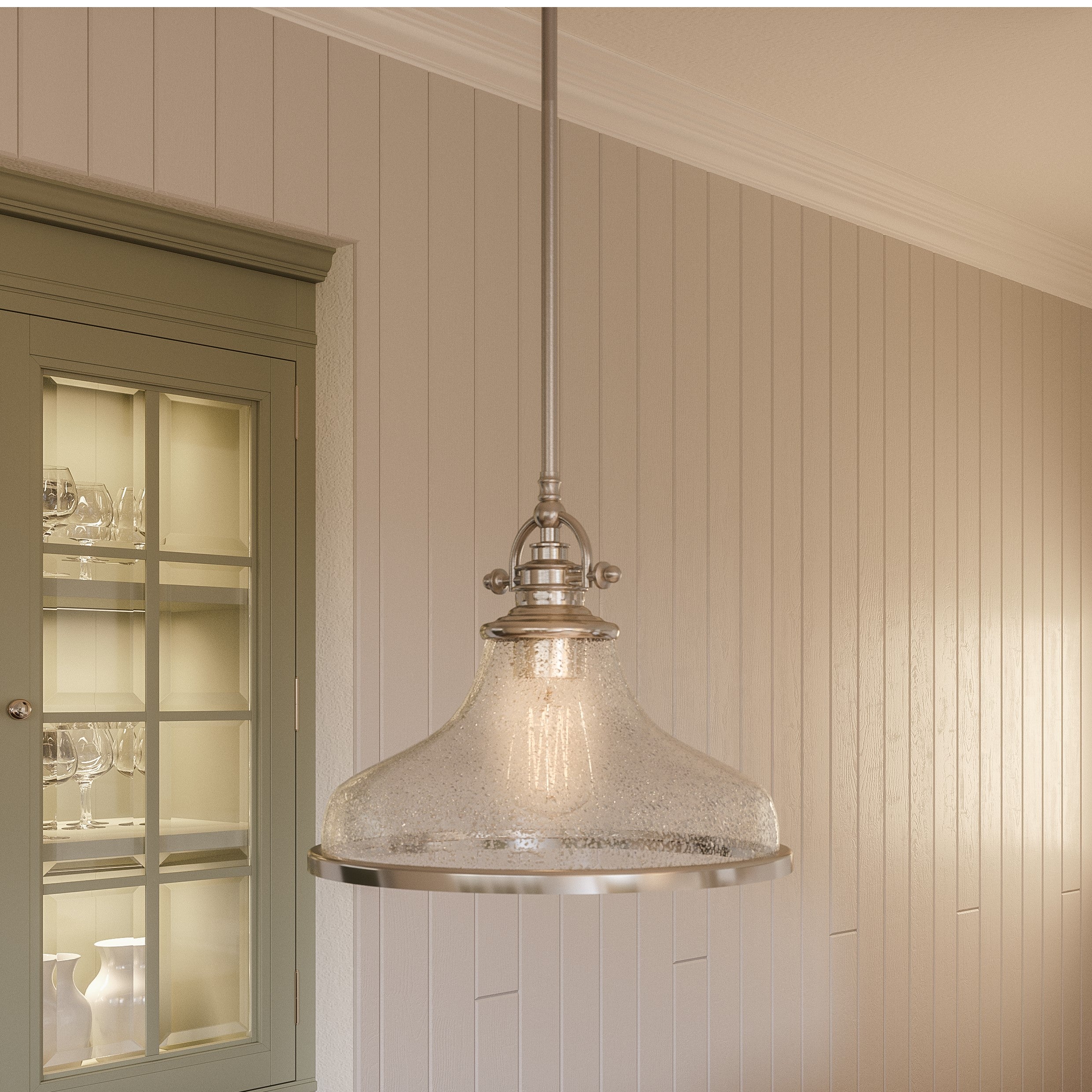 Grant Pendant with Clear Seeded Glass