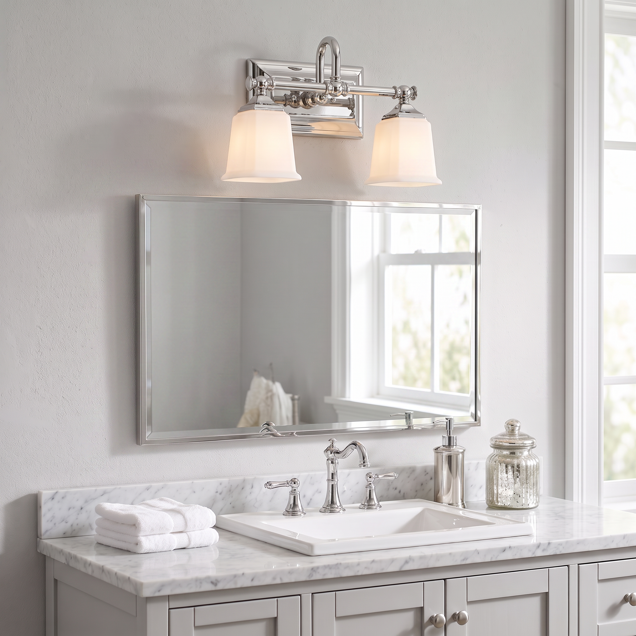 Nicholas Bath Light with Etched Glass