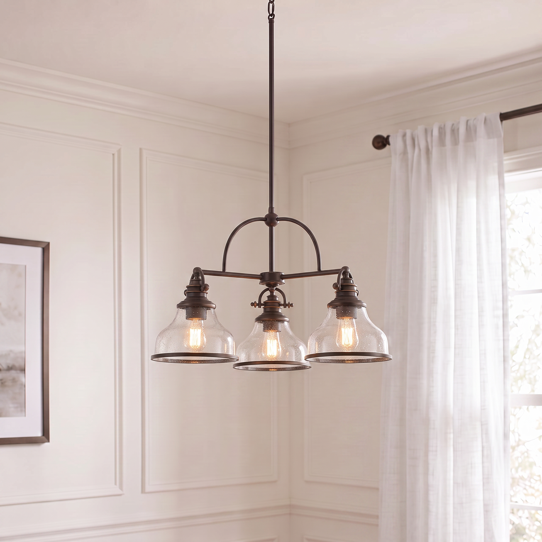 Grant Chandelier with Clear Seeded Glass