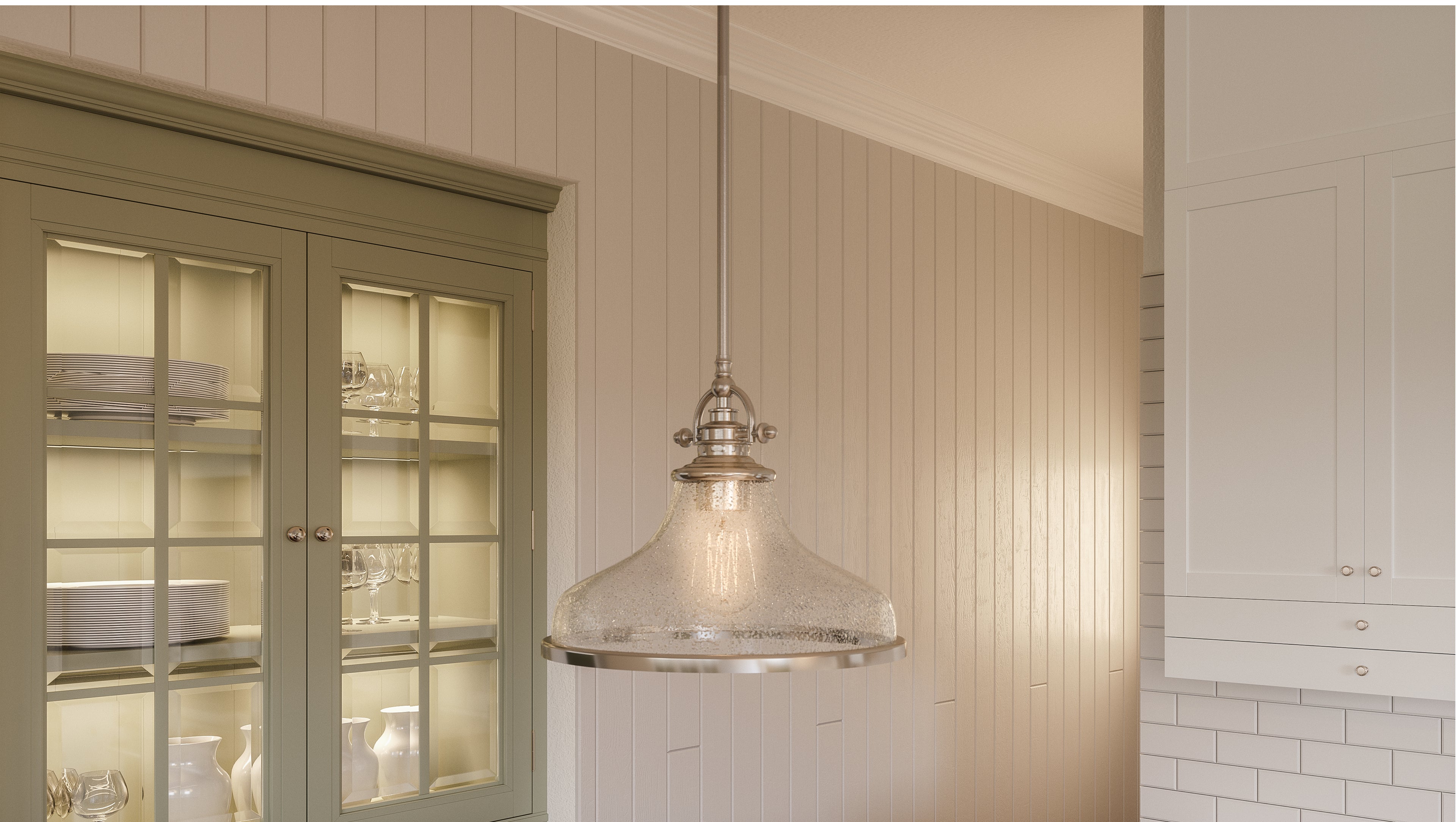 Grant Pendant with Clear Seeded Glass