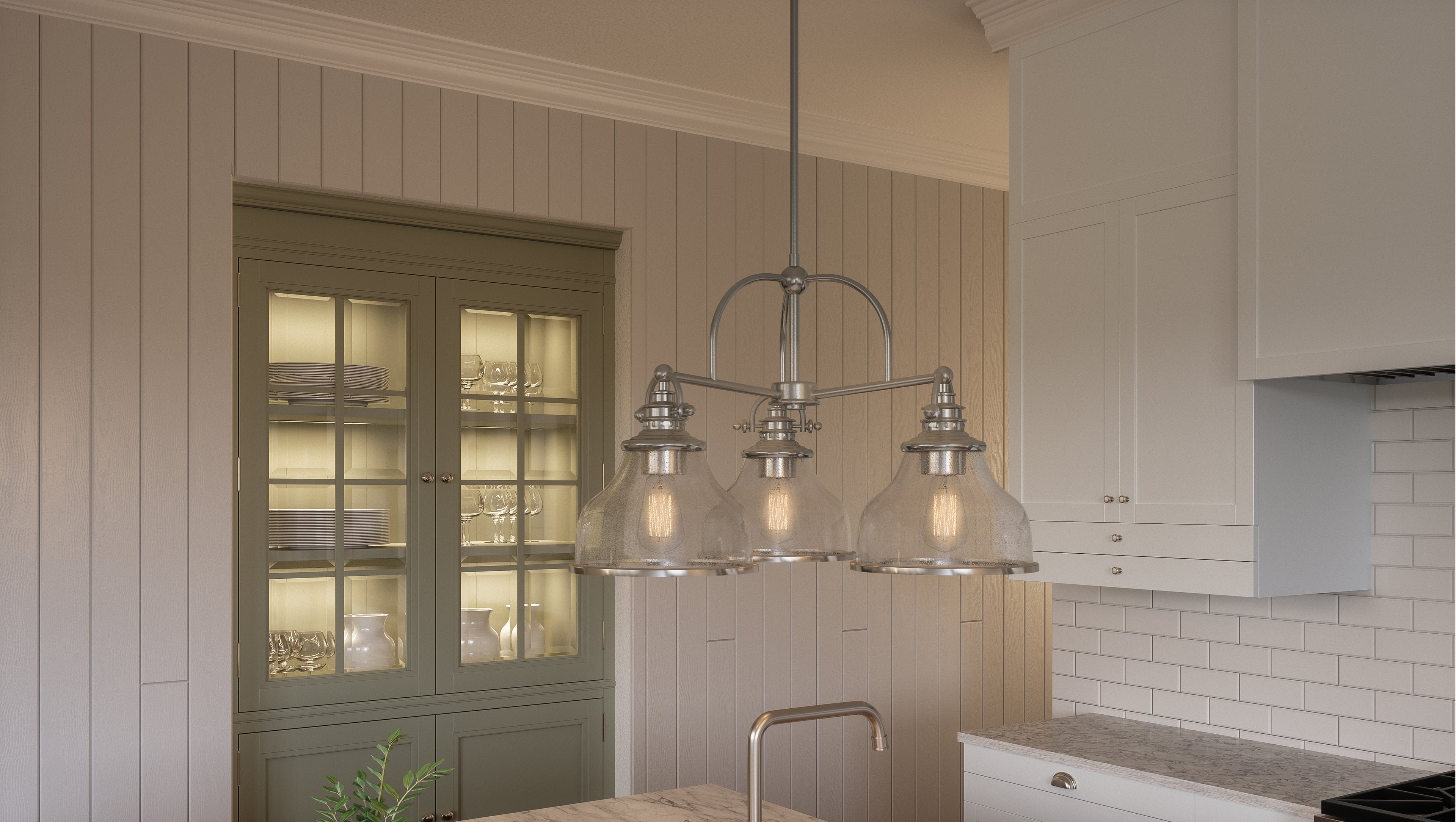 Grant Chandelier with Clear Seeded Glass