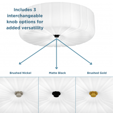 Oberman 3-Light Flush Mount with Interchangeable Matte Black, Brushed Nickel, and Brushed Gold Knobs