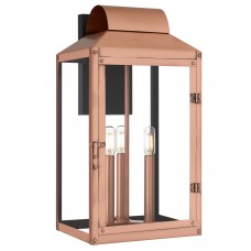 Beryn 3-Light Aged Copper Outdoor Wall Lantern