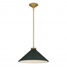 Bradbury 1-Light Brushed Gold Pendant Light with Dark Green Shade Bradbury 1-Light Brushed Gold Pendant Light with Dark Green Shade
