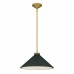 Bradbury 1-Light Brushed Gold Pendant Light with Dark Green Shade
