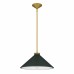 Bradbury 1-Light Brushed Gold Pendant Light with Dark Green Shade