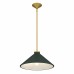 Bradbury 1-Light Brushed Gold Pendant Light with Dark Green Shade