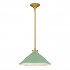 Bradbury 1-Light Brushed Gold Pendant Light with Light Green Shade Bradbury 1-Light Brushed Gold Pendant Light with Light Green Shade