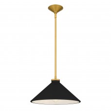 Bradbury 1-Light Brushed Gold Pendant Light with Black Shade Bradbury 1-Light Brushed Gold Pendant Light with Black Shade