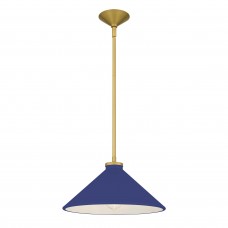 Bradbury 1-Light Brushed Gold Pendant Light with Navy Blue Shade Bradbury 1-Light Brushed Gold Pendant Light with Navy Blue Shade