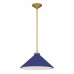 Bradbury 1-Light Brushed Gold Pendant Light with Navy Blue Shade