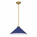 Bradbury 1-Light Brushed Gold Pendant Light with Navy Blue Shade