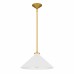 Bradbury 1-Light Brushed Gold Pendant Light with White Shade