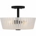 Gray 3-Light Matte Black Semi-Flush Mount